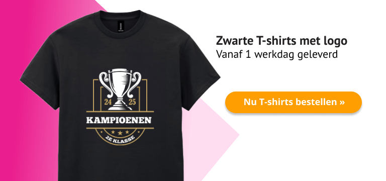Zwarte T-shirts bedrukt met logo