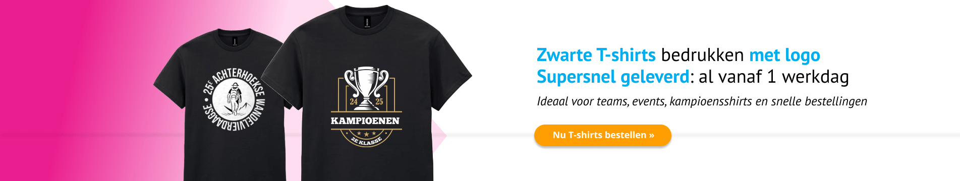 Zwarte T-shirts bedrukt met logo