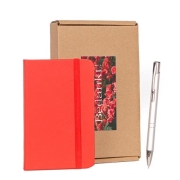 Verzenddoosje notitieboekje met pen diverse kleuren