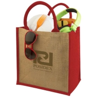 Chennai jute draagtas 16L naturel/rood