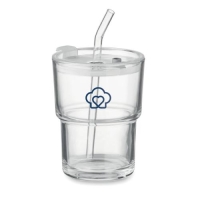 Glazen beker met rietje 400 ml Sip transparant