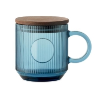 Glazen ribbelmok 300 ml Vitrio transparant blauw