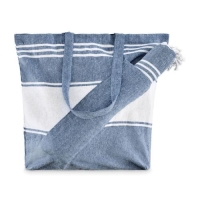 Strandtas met hamamdoek Hummum blauw