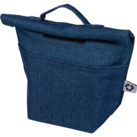 Gerecycled denim roll-top koeltas Mira blauw