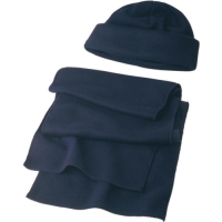 Fleece muts en sjaal blauw