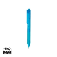 X9 frosted pen met siliconen grip blauw