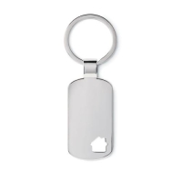 Metalen sleutelhanger huisje House Key mat zilver