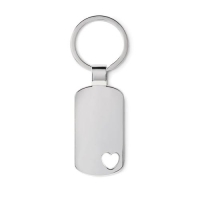 Metalen sleutelhanger hartje Coraz mat zilver