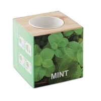 Kweekset, munt in houten pot hout