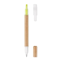 Kartonnen balpen met marker geel