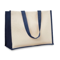 Jute Canvas boodschappentas Campo de fiori blauw