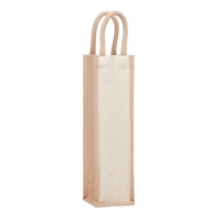 Jute wijntas voor 1 fles beige