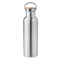 Dubbelwandige drinkfles 750ml Helsinki med mat zilver