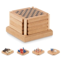 4 onderzetters met spel Coastgame wood