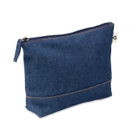 Gerecycled denim toilettasje Style pouch blauw