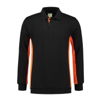 L&S Sweater Polo Workwear zwart/oranje,3xl