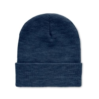 RPET Beanie met omslag Polo blauw