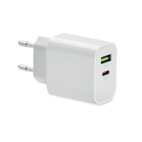 18W snellader USB-A en type-C wit