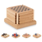 4 onderzetters met spel Coastgame wood