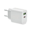 18W snellader USB-A en type-C wit