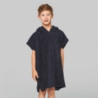 Badstof kinderponcho met capuchon navy,6-10