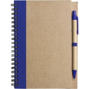Milieuvriendelijk notitieboekje met balpen blauw