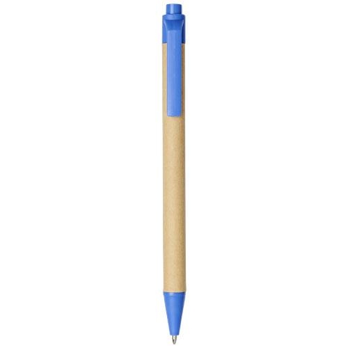 Berk balpen van gerecycled karton en maïs-kunststof blauw
