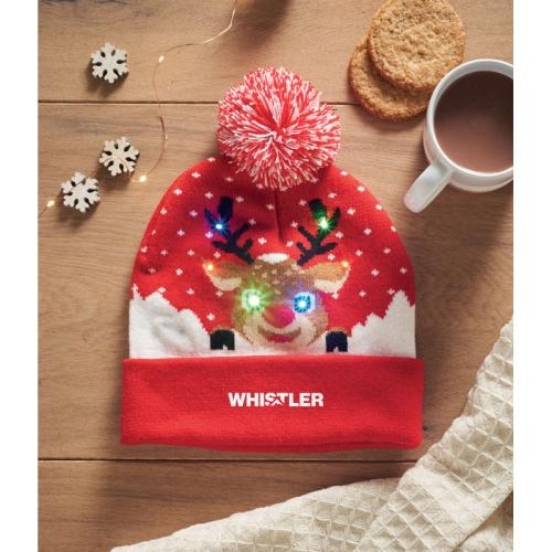 Gebreide kerstmuts LED-licht rood