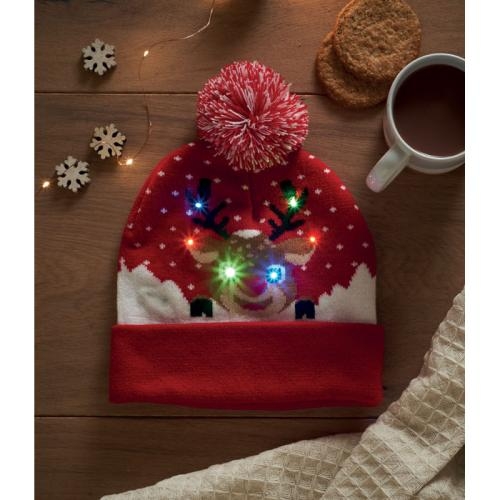 Gebreide kerstmuts LED-licht rood