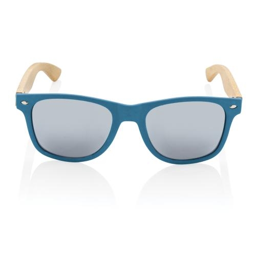 Bamboe en RCS zonnebril gerecycled plastic blauw