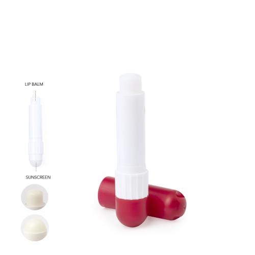 Houder met lippenbalsem en zonnebrand blauw