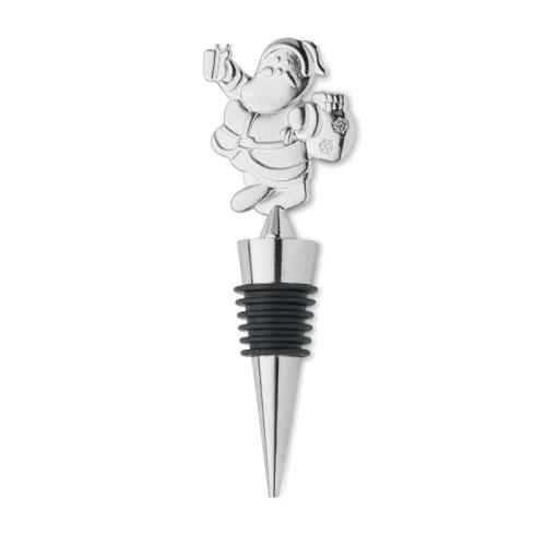 Flessenstop Kerstman mat zilver