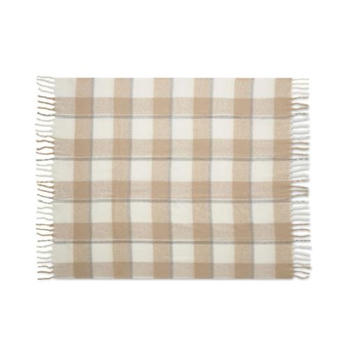 Geruite mohair deken Quet beige