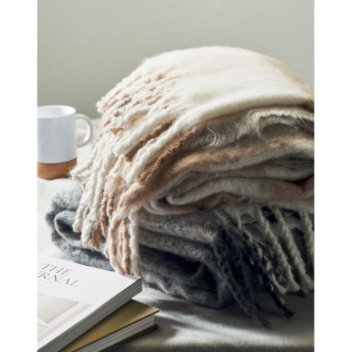 Geruite mohair deken Quet beige