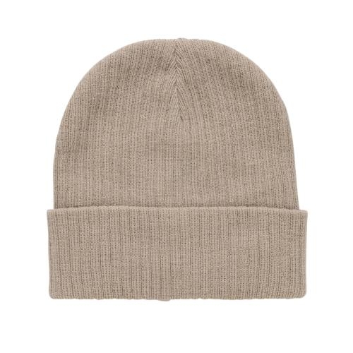 Polylana beanie met omslag sand