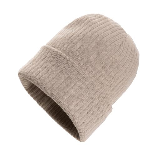 Polylana beanie met omslag sand