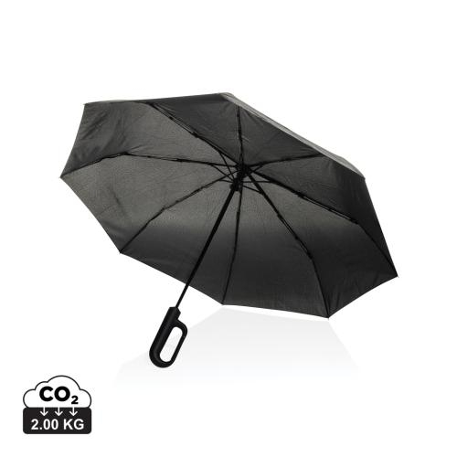 RPET 21 inch paraplu karabijn handvat zwart