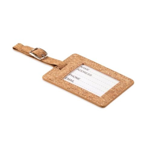 Bagagelabel van kurk Coco beige