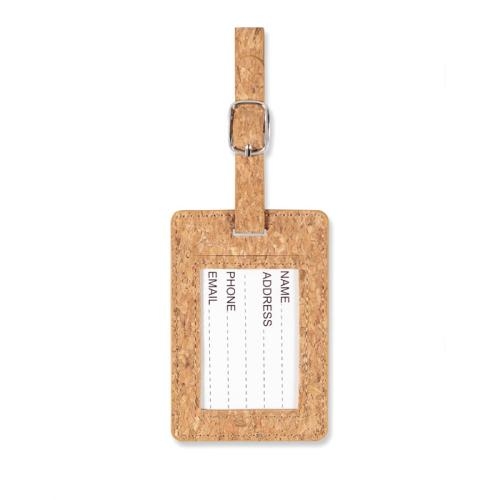 Bagagelabel van kurk Coco beige