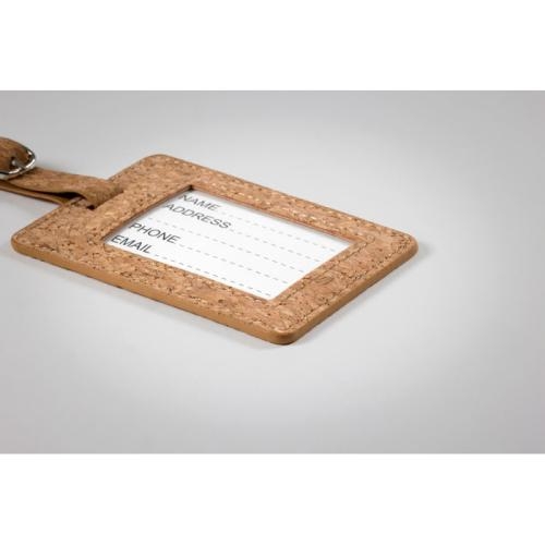 Bagagelabel van kurk Coco beige