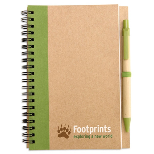 A5 gerecycled notitieboekje met pen lemon