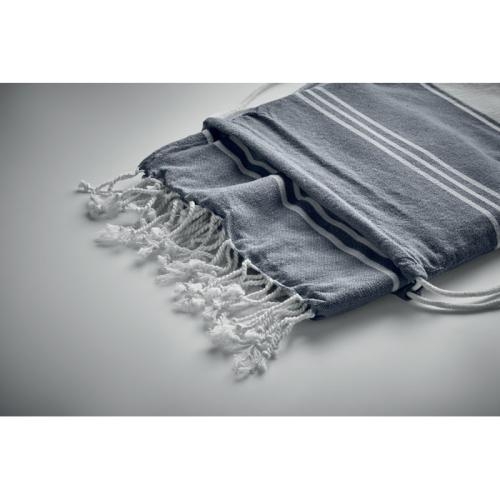 Hammam handdoek in rugzak Hamma blauw