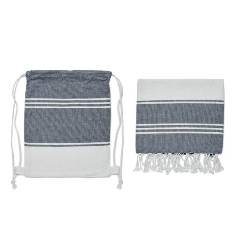 Hammam handdoek in rugzak Hamma blauw