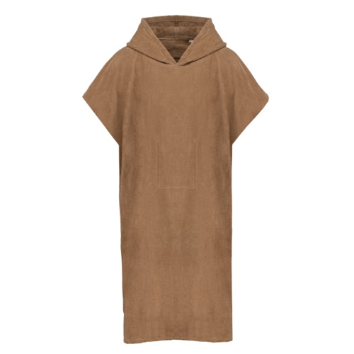 Unisex badponcho met capuchon camel,l/xl