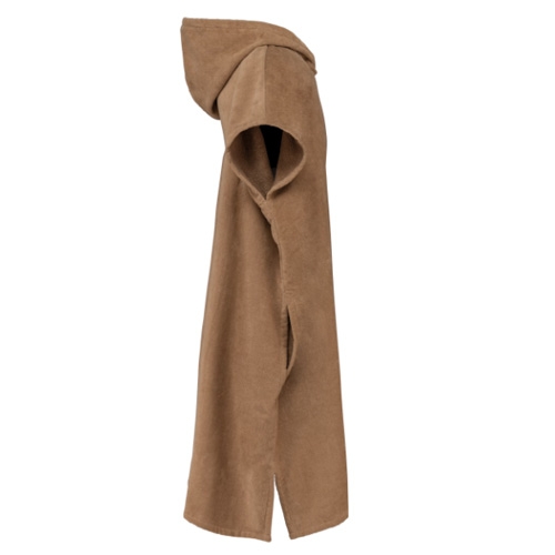 Unisex badponcho met capuchon camel,l/xl
