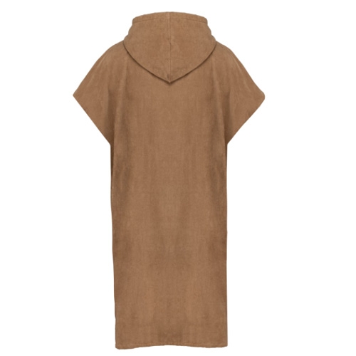 Unisex badponcho met capuchon camel,l/xl
