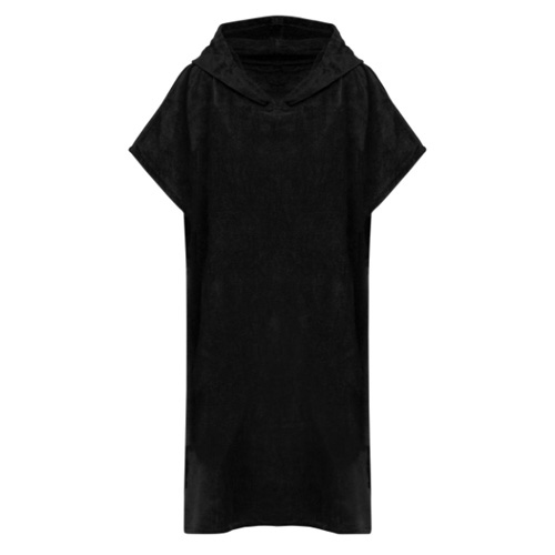 Unisex badponcho met capuchon zwart,s/m