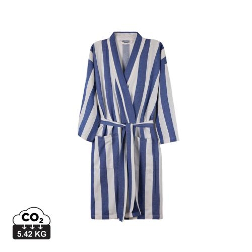 Katoenen hamam badjas S-M blauw/wit