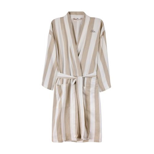 Katoenen hamam badjas L-XL beige/wit