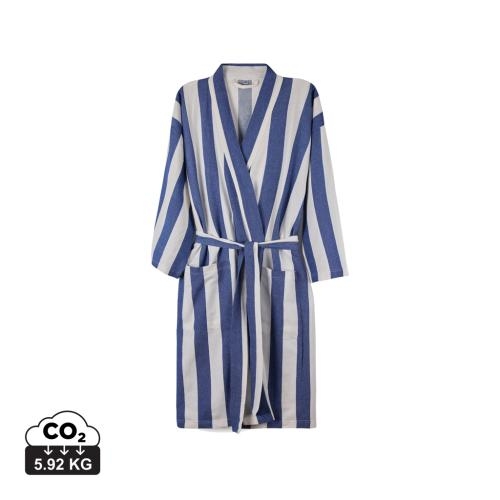 Katoenen hamam badjas L-XL blauw/wit